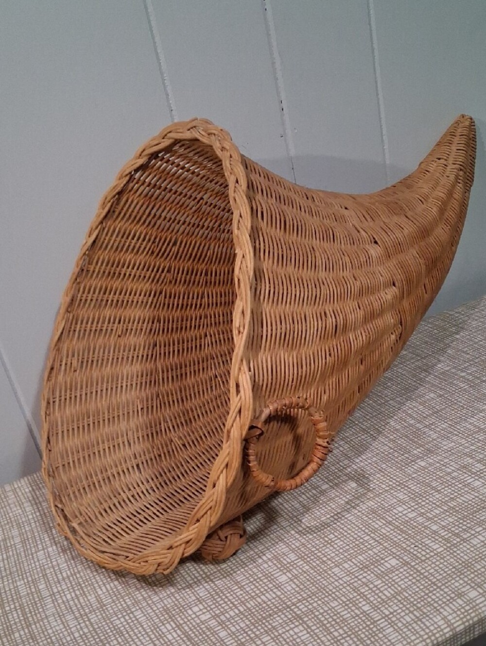 Vintage Wicker Cornucopia Basket - Natural Brown-Thanksgiving Holiday